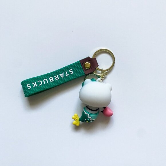 Starbucks Hello Kitty Mermaid Keychain Green Sanrio Collab Strap Bag Charm Cute - Picture 3 of 3